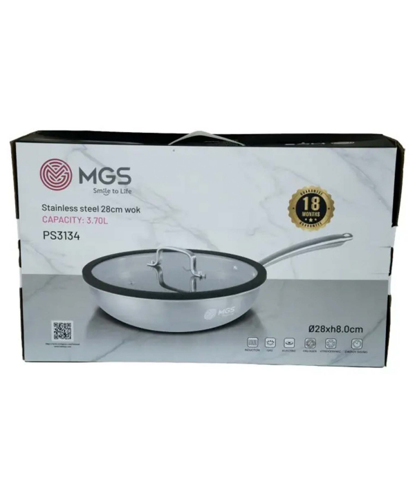 تابه 28 ووك استيل ليزري درب سيليكوني ام جي اس مدل PS3134