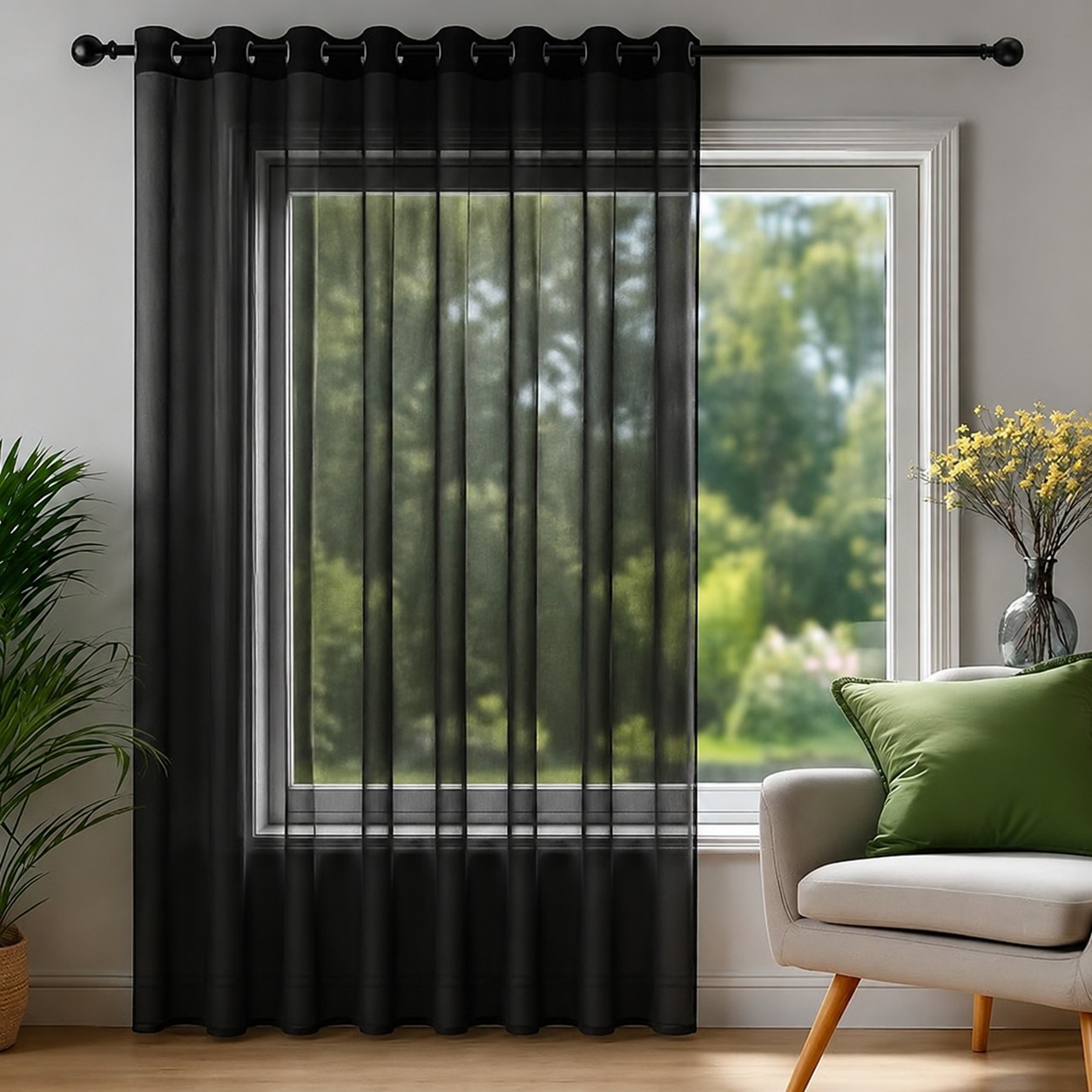 پرده حریر ساده سیت پیروSitpiro کد 111-4 سایز 300x280 نمای ۲
