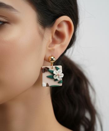 گوشواره زنانه قلم فلزي مدل earringpoli07