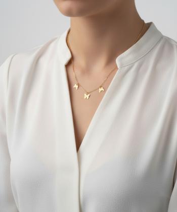 گردنبند زنانه قلم فلزي مدل necklacehelia01