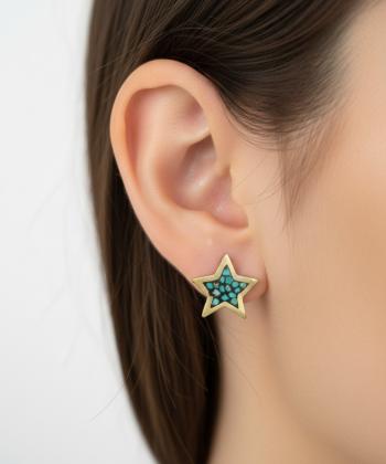 گوشواره زنانه قلم فلزي مدل earringfiroze01