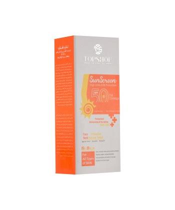 كرم ضدآفتاب SPF 50 تاپ شاپ مناسب براي انواع پوست حجم 50 ميلي ليتر