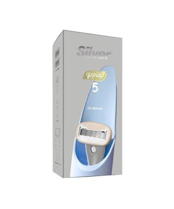 خودتراش زنانه سيلور مدل Gloria5 System دسته با 2 تيغ يدك و سيليكون كيس