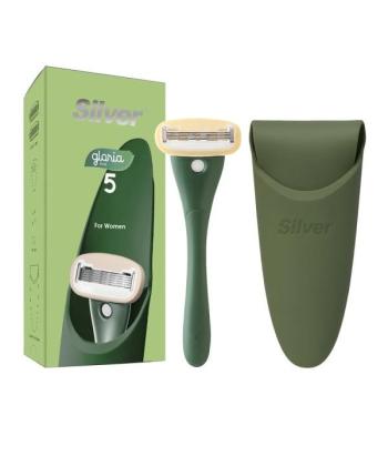 خودتراش زنانه سيلور مدل Gloria5 System دسته با 2 تيغ يدك و سيليكون كيس