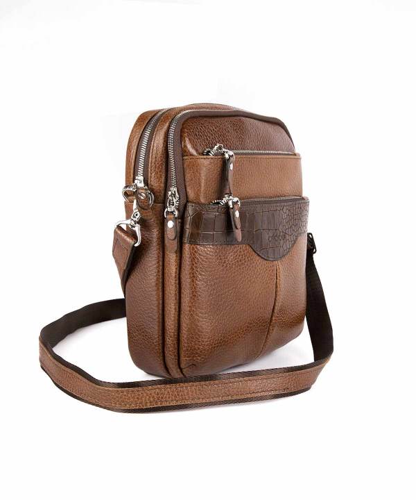 کیف دوشی مردانه چرم طبیعی چرم کروکو Croco Leather مدل امپریو