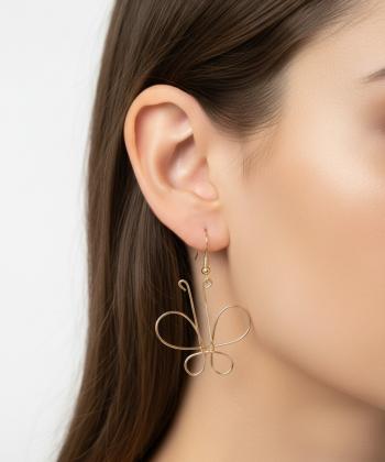 گوشواره زنانه قلم فلزي مدل earringMgold03