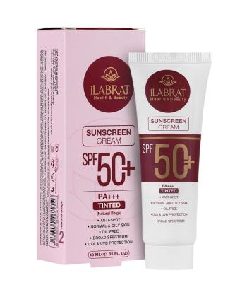کرم ضد آفتاب رنگی ایلابرت SPF50 مناسب پوست چرب و نرمال حجم 40 میلی لیتر