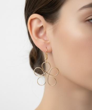 گوشواره زنانه قلم فلزي مدل earringMgold05
