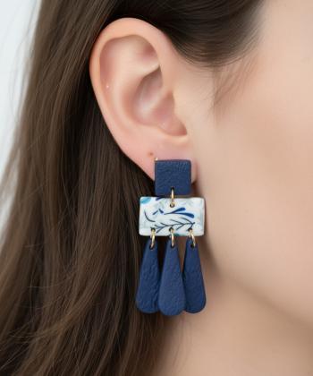 گوشواره زنانه قلم فلزي مدل earringpoliHE03
