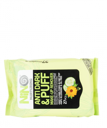 دستمال مرطوب پاک کننده آرایش نینو Nino مدل Anti Dark & Puff بسته 27 عددی
