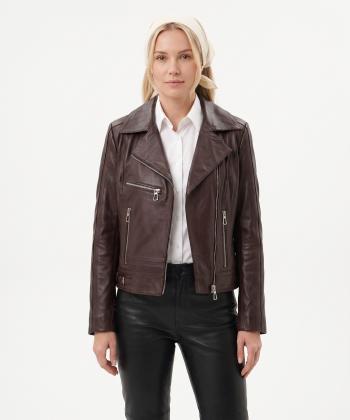 کت زنانه چرم طبیعی نوین چرم Novin Leather مدل روبینا
