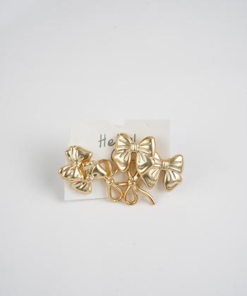 گوشواره زنانه قلم فلزي بسته 3 عددی مدل PACKGOLD03