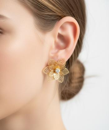 گوشواره زنانه قلم فلزي مدل earringMgold22
