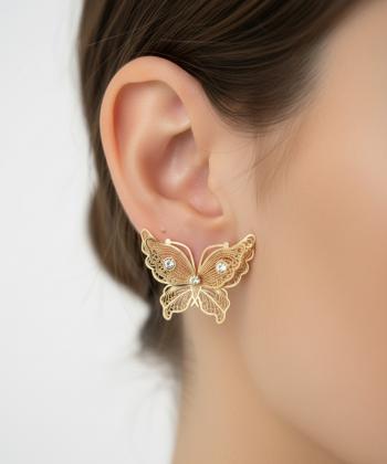 گوشواره زنانه قلم فلزي مدل earringMgold24