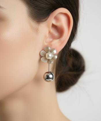 گوشواره زنانه قلم فلزي مدل earringsilver01