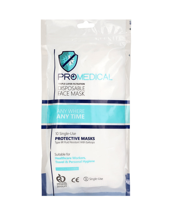 ماسک سه لایه پرومدیکال Pro Medical بسته 10 عددی