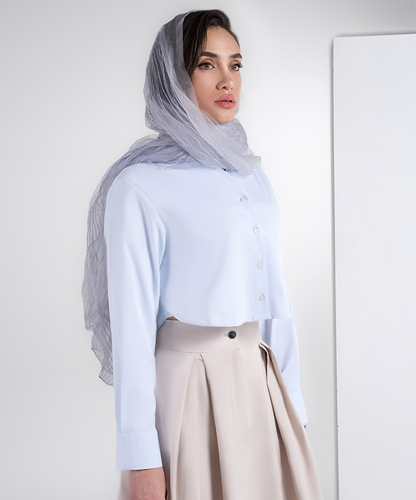 شومیز نخی آستین بلند زنانه هوکانی مدل 50144