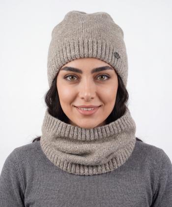 ست كلاه و شال گردن بافت زنانه تارتن مدل 232100153
