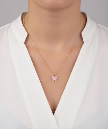گردنبند زنانه قلم فلزي مدل necklacehelia03