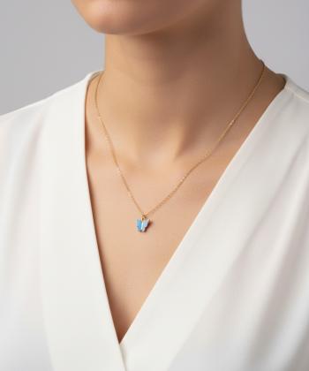 گردنبند زنانه قلم فلزي مدل necklacehelia06
