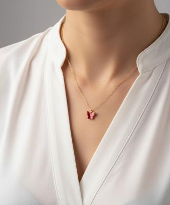 گردنبند زنانه قلم فلزي مدل necklacehelia04