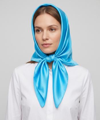 روسري ساتن زنانه قلم فلزي مدل silkscarfblue