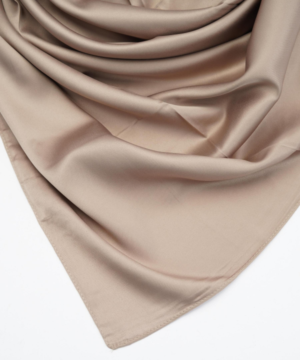 روسری ساتن زنانه قلم فلزی مدل silkscarfkhaki __D