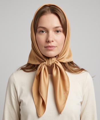 روسري ساتن زنانه قلم فلزي مدل silkscarfgold