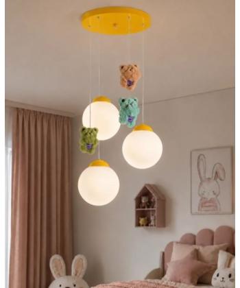 لوستر اتاق كودك خرس خوشحال چشمه نور مدل R1617/3HB