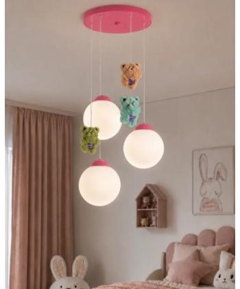 لوستر اتاق كودك خرس خوشحال چشمه نور مدل R1617/3HB