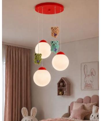 لوستر اتاق كودك خرس خوشحال چشمه نور مدل R1617/3HB