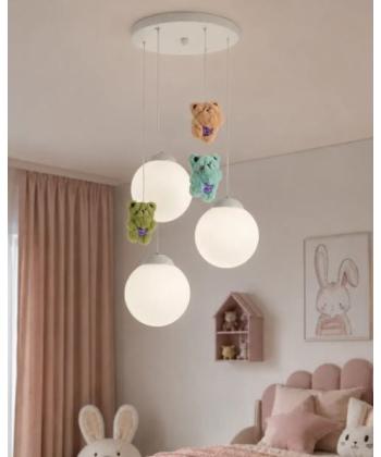لوستر اتاق كودك خرس خوشحال چشمه نور مدل R1617/3HB