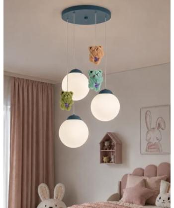 لوستر اتاق كودك خرس خوشحال چشمه نور مدل R1617/3HB