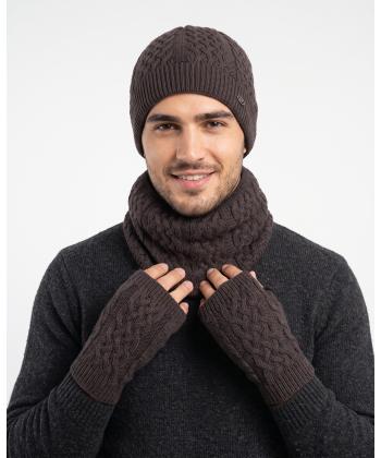 شال و كلاه و دستكش تارتن مدل 332113210