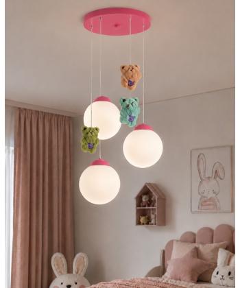 لوستر اتاق كودك خرس خوشحال چشمه نور مدل R1617/3HB
