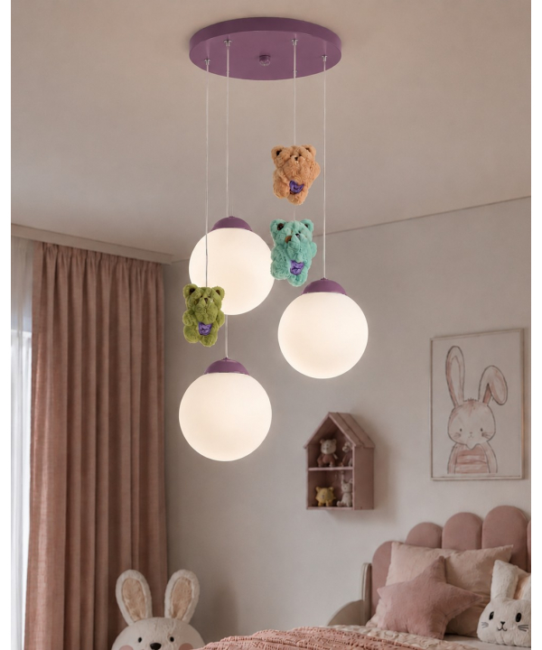 لوستر اتاق كودك خرس خوشحال چشمه نور مدل R1617/3HB