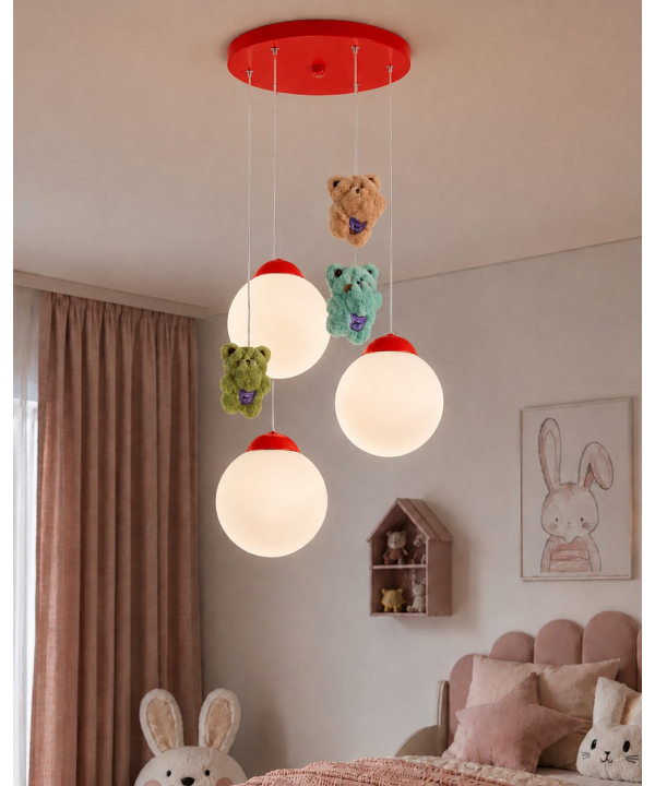 لوستر اتاق كودك خرس خوشحال چشمه نور مدل R1617/3HB