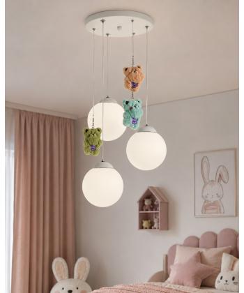 لوستر اتاق كودك خرس خوشحال چشمه نور مدل R1617/3HB