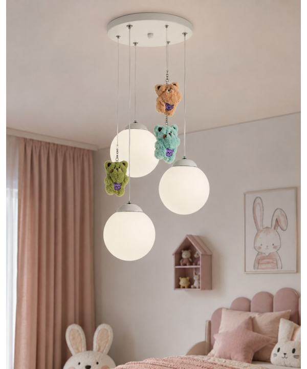 لوستر اتاق كودك خرس خوشحال چشمه نور مدل R1617/3HB