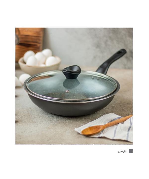 تابه وک سایز 28 با درب تکنو ظرف مدل Wok 28