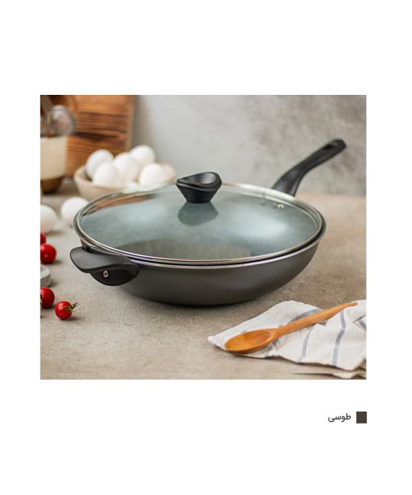 تابه وک سایز 32 با درب تکنو ظرف مدل Wok 32