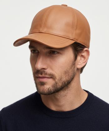 کلاه چرم طبیعی نقاب دار بیسراک مدل HatLeather-104