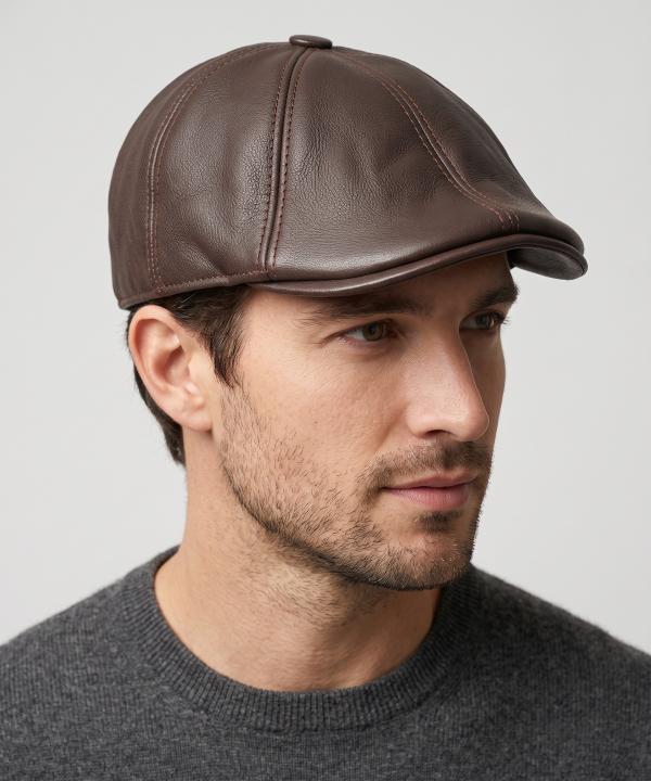 کلاه چرم طبیعی نقاب دار بیسراک مدل HatLeather-401