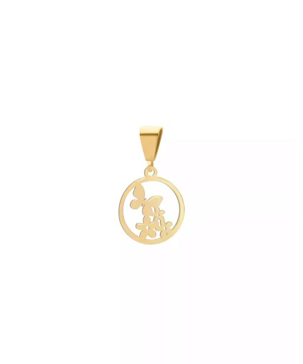 آویز طلا گل و پروانه روبی Ruby کد 60516