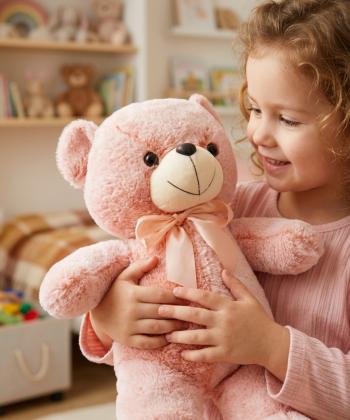 عروسک خرس پتویی صورتی آویدان تویز مدل AV0542-1