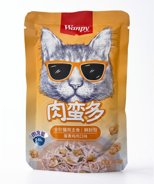 پوچ گربه ونپی مدل گوشت بیشتر طعم مرغ و تخم مرغ وزن 80 گرم