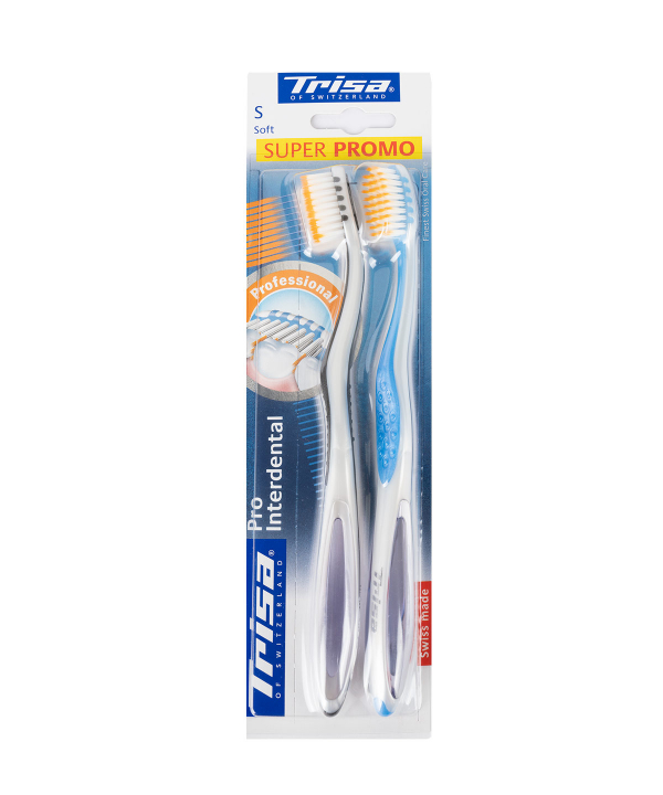 مسواک با برس نرم تریزا Trisa مدل Pro Interdental بسته 2 عددی