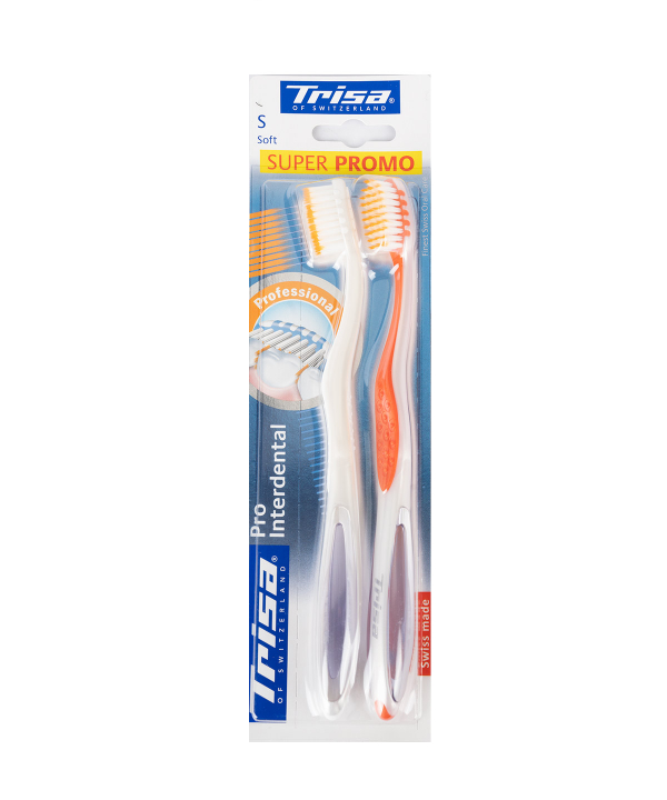 مسواک با برس نرم تریزا Trisa مدل Pro Interdental بسته 2 عددی