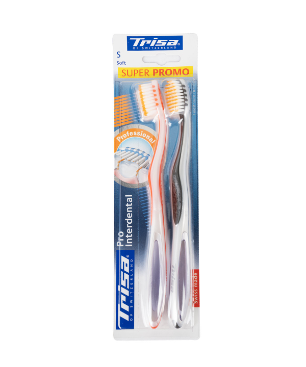 مسواک با برس نرم تریزا Trisa مدل Pro Interdental بسته 2 عددی