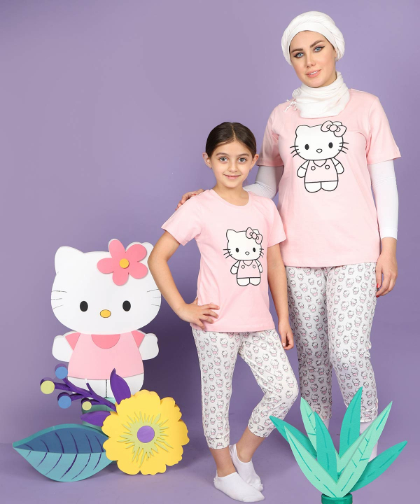 ست تیشرت و شلوار کوتاه دخترانه مادر Madar مدل kitty